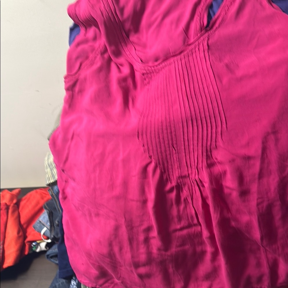 Source Unknown Pink Pleated Bib Collar Blouse